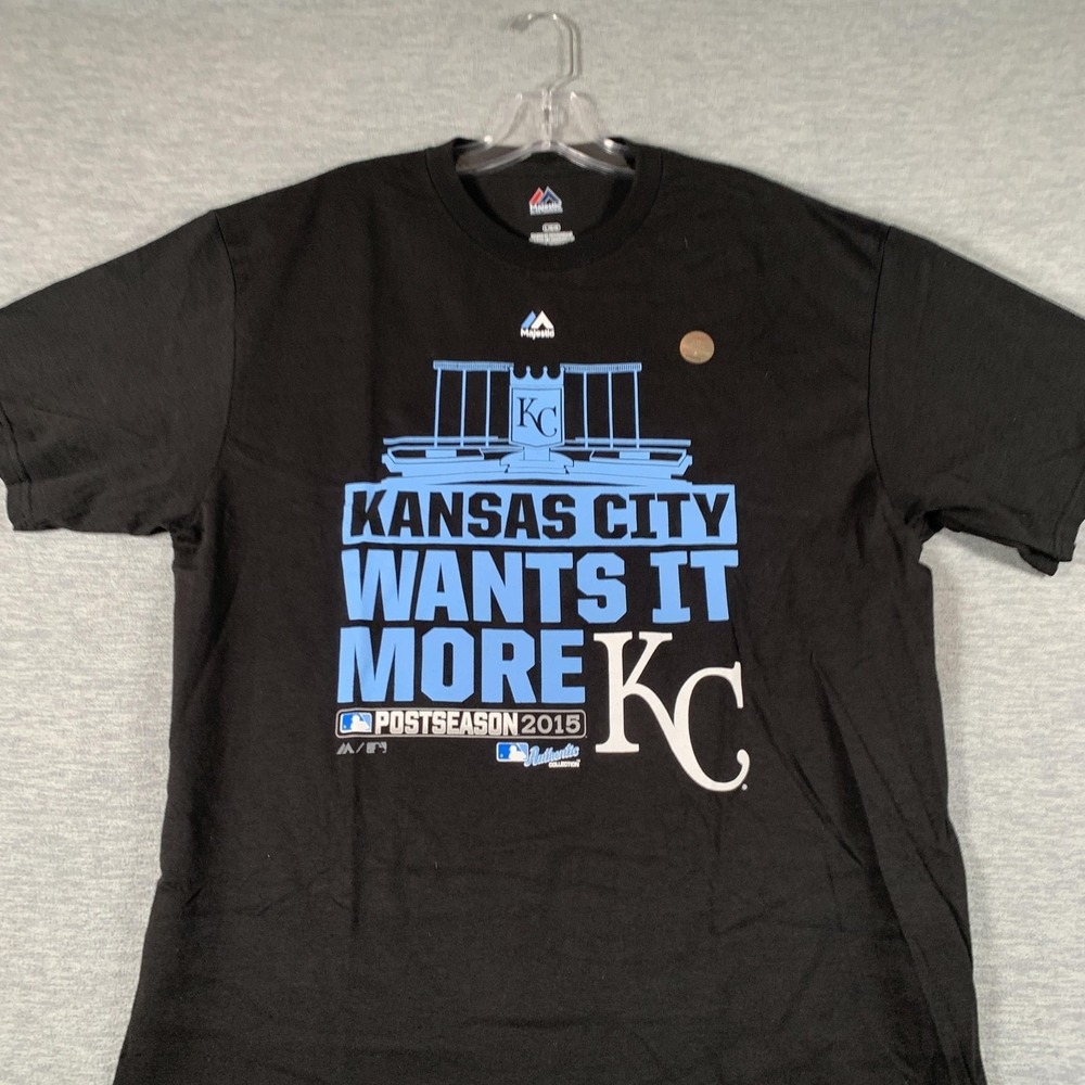 Kansas City Royals Shirt Mens Large Black MLB Baseball Majestic Postseason Tee - Picture 2 of 11